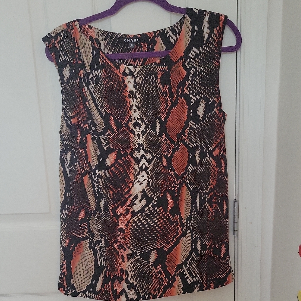 Josephine Chause Sleeveless Snake Skin Mob Wife Eclectic GrandmaTop Women's Sz M